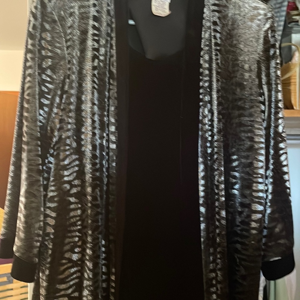 Tiger print sweater with built-in tank top black and silver